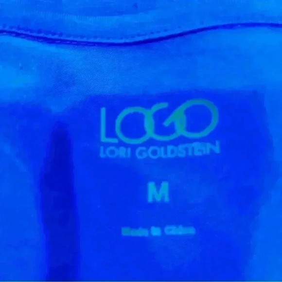 Logo by Lori Goldstein Blue long sleeve pleated front oversized blouse shirt - Picture 4 of 7